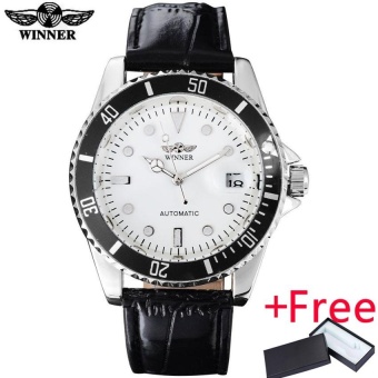 2016 WINNER popular brand men luxury automatic self wind watches creative case black dial transparent glass leather band - intl...