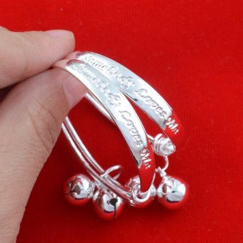 2pcs Adjustable 925 Sterling Silver Bracelet Bangle for Children Baby Girls Boys Toddlers - intl  