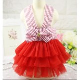 Áo chó mèo cao cấp kiểu áo đầm tiểu thư đỏ sọc size xxl 4