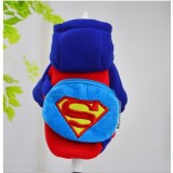 Áo chó mèo cao cấp kiểu áo khoác nỉ xanh đỏ có túi hình siêu nhân size xxl 10