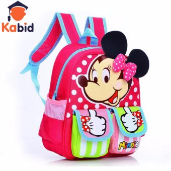 Balo cho bé gái Kabid hình Mickey 2 túi dễ thương ( Hồng)  