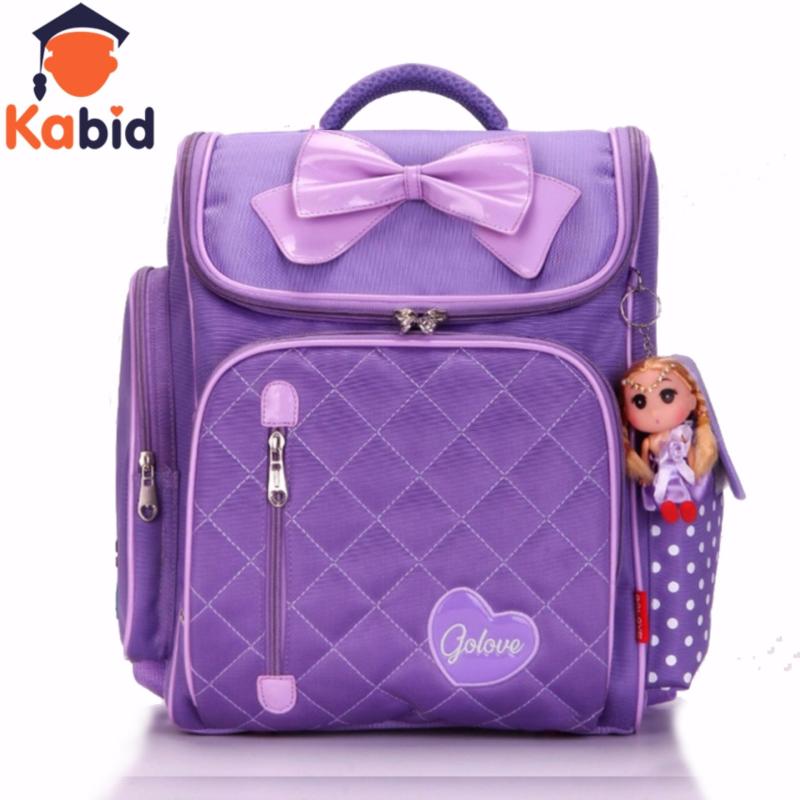 Giá bán Balo chống gù lưng học sinh Golove kèm búp bê xinh xắn ( VIOLET)