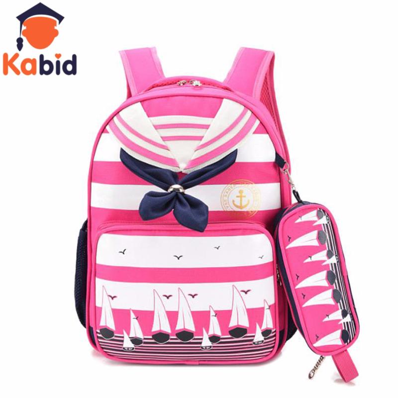 Giá bán Balo chống gù lưng học sinh Kabid họa tiết Thủy thủ kèm hộp bút xinh xắn ( Nơ hồng )