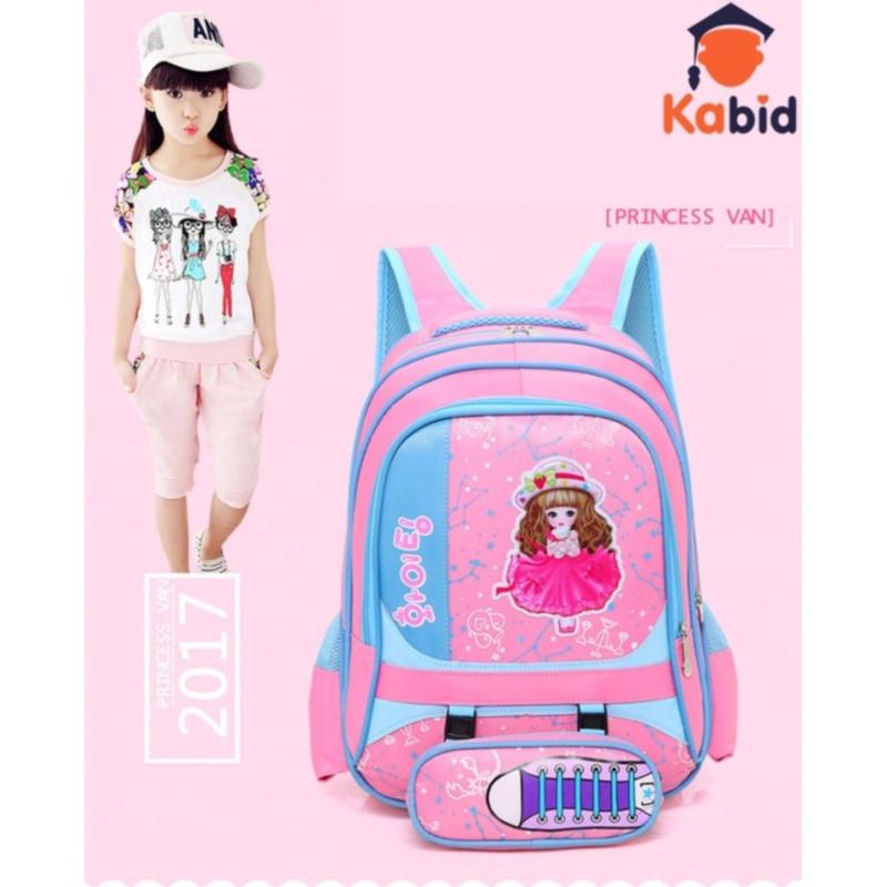 Giá bán Balo trẻ em họa tiết công chúa chống gù lưng cao cấp kèm hộp bút xinh xắn( Pink)