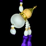 Bình đựng nước thơm  treo xe ô tô hình hồ lô tua rua tím (hồ lô tự khuếch tán tinh dầu)