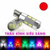 Cặp (02 bóng) đèn LED demi, xi nhan thấu kính siêu sáng T10 10SMD 5630 (Đỏ)