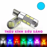 Cặp (02 bóng) đèn LED demi, xi nhan thấu kính siêu sáng T10 10SMD 5630 (Xanh băng)