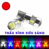 Cặp (02 bóng) đèn LED demi, xi nhan thấu kính siêu sáng T10 6SMD 5630 (Đỏ)