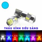 Cặp (02 bóng) đèn LED demi, xi nhan thấu kính siêu sáng T10 6SMD 5630 (Xanh băng)