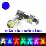 Cặp (02 bóng) đèn LED demi, xi nhan thấu kính siêu sáng T10 6SMD 5630 (Xanh dương)