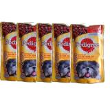 Bộ 05 thức ăn cho chó pedigree beef chunk vị bò nấu sốt 130g