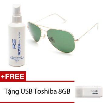 Bộ 1 kính mát nam và 1 chai nước rửa kính MKH 3026 (Xanh) + Tặng 1 USB Toshiba 8GB...