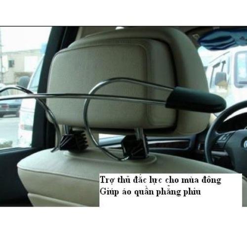 Bộ 1 móc treo áo quần trên ô tô AHA (Trắng phối đen)