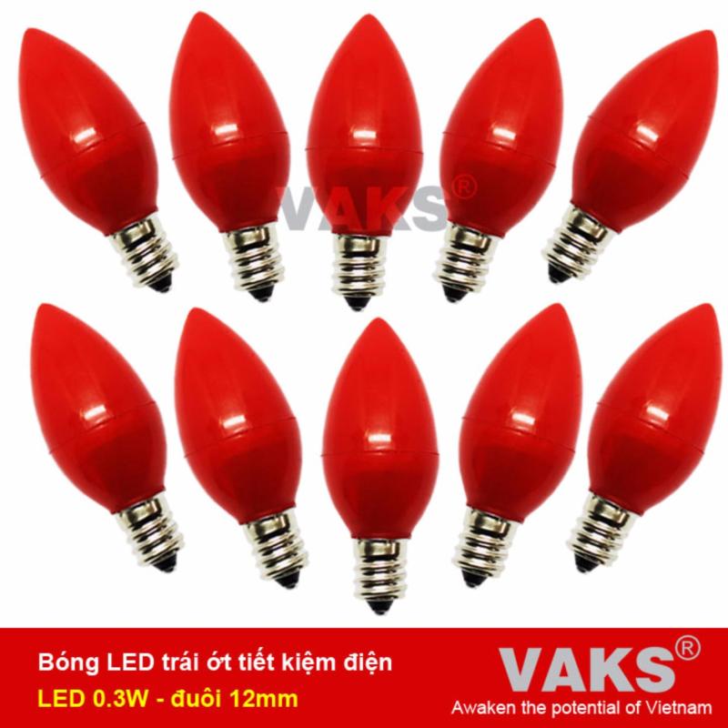Bộ 10 bóng đèn Led trái ớt tiết kiệm điện VAKS V-OTR (Đỏ)