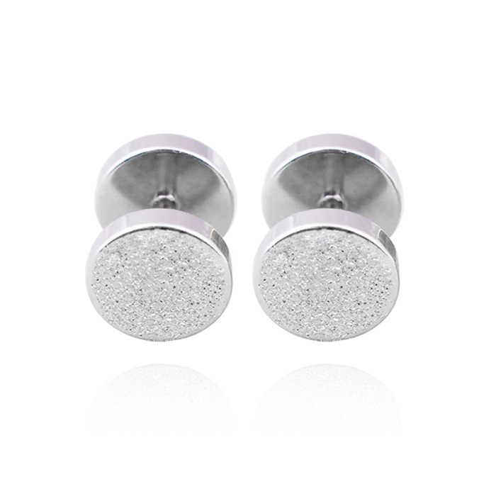 Bộ 2 bông tai hình tròn mạ cát 8mm bt73