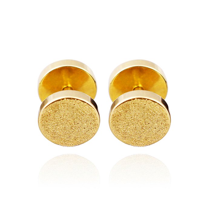 Bộ 2 bông tai hình tròn mạ cát 8mm bt73