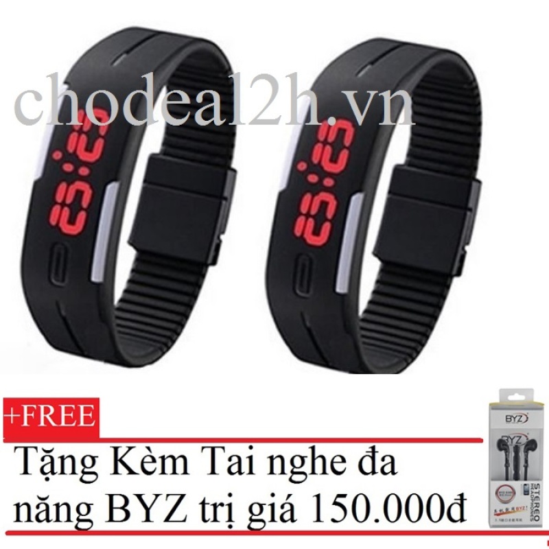 Bộ 2 Đồng hồ dây nhựa đèn led thể thao Chodeal24hvn (Đen) +Tặng Tai
nghe BYZ S389 (Đen) bán chạy