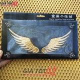 Bộ 2 miếng dán cánh thiên thần trang trí logo xe ô tô bằng kim loại cao cấp (Mầu vàng)