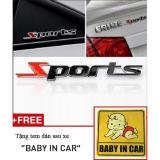 Bộ tem chữ SPORTS kim loại và BABY IN CAR