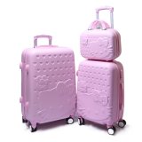 Bộ 3 vali 24 inch + 20 inch và 14 inch hoạ tiết mèo (Hồng)