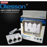 Bộ chia 3 tẩu sạc xe hơi + 2 cổng USB Olesson - TRẮNG, cổng sạc đa năng Cao cấp cho Iphone, Ipad, 5V 3.1A Output