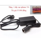 Bộ Chuyển Đổi Nguồn Điện 220V - Đầu Cắm Ôtô 12V/60W/5A tặng dây cáp sạc Iphone 5/6