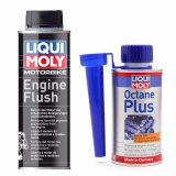 Bộ sản phẩm súc động cơ và tăng chỉ số octan ( Súc rửa động cơ Liqui Moly Motorbike Engine Flush 1657 250ml & Phụ gia tăng chỉ số Octan Liqui Moly Octane Plus 2956 )