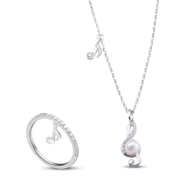 Bộ trang sức bạc hình nốt nhạc PNJSilver Music Lovin đính ngọc trai