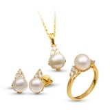 Bộ trang sức ngọc trai mạ vàng 14k