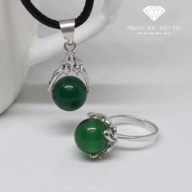 Bộ Trang Sức Phong Thủy Đá Mã Não Xanh Lá Cao Cấp - Thương Hiệu Bảo Tín