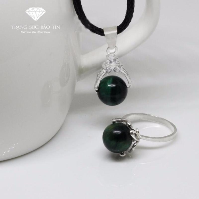 Bộ Trang Sức Phong Thủy Đá Mắt Hổ Xanh Lá Cao Cấp - Thương Hiệu Bảo Tín
