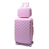 Bộ vali 20 inch và cốp vali 14inch Họa tiết kim cương (Hồng)