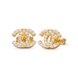 Bông tai đá kim cương nhân tạo mạ vàng 14k