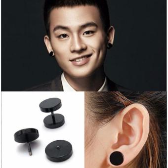 Bông tai inox Hàn Quốc kiểu tạ đen tròn - Trang sức inox  