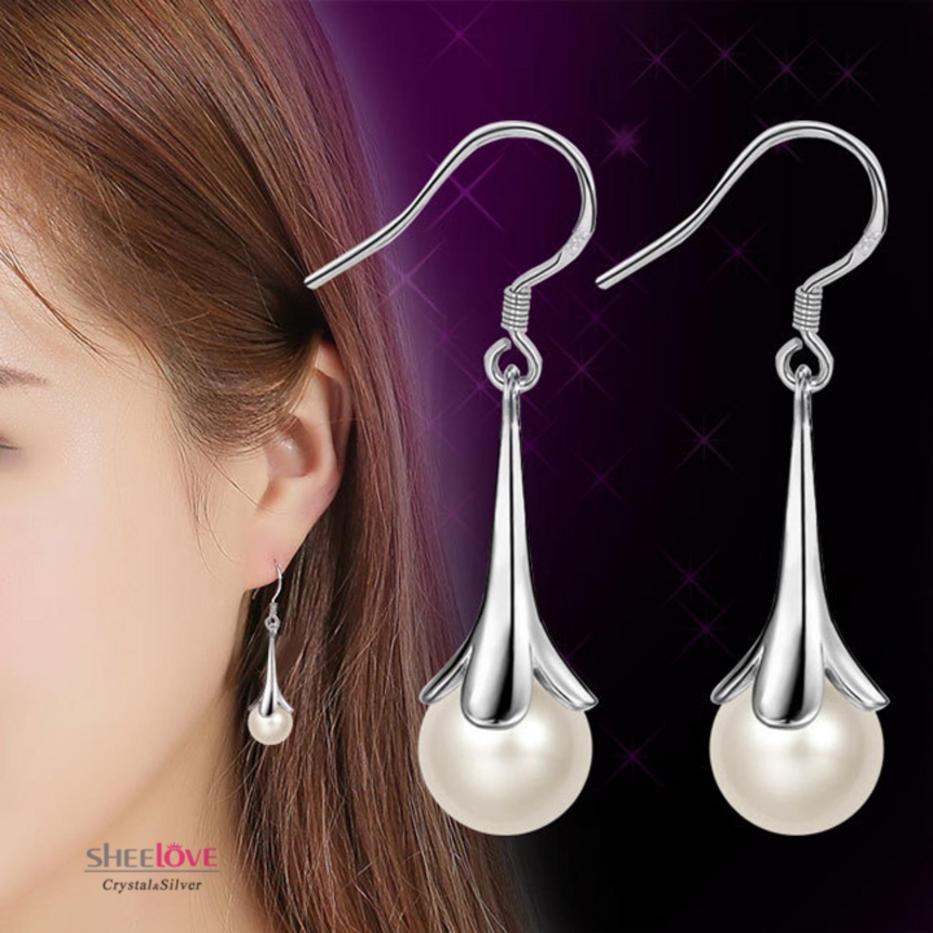 [HCM]Bông tai trân châu tòn ten bông hoa thời trang xinh xắn SPE-B14