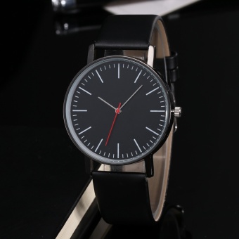 Bounabay Brand Business imitation leather strap metal waterproof belt casual compact wind quartz watch male - intl  