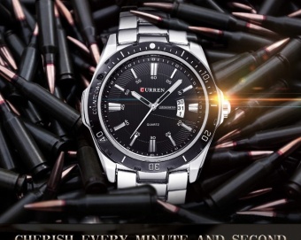Bounabay Brand Watch Full Steel Fashion Quartz Watch Business Men Date Display Watches Relogio Masculino Wristwatches 8110 - intl  