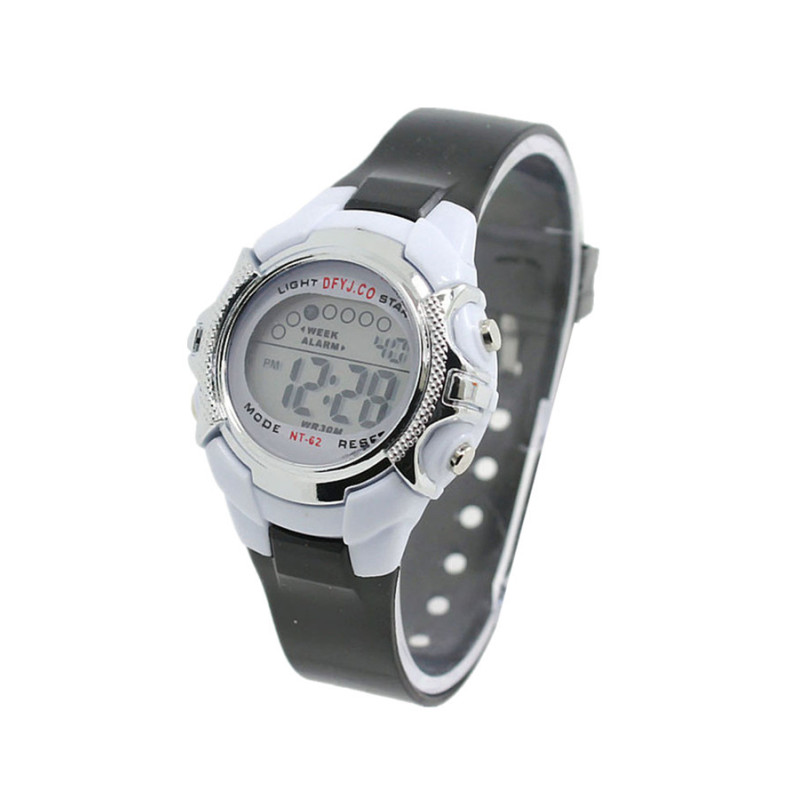 Giá bán Boy Girl Alarm Date Digital Multifunction Sport LED Light Wrist
Watch Transparent Black
