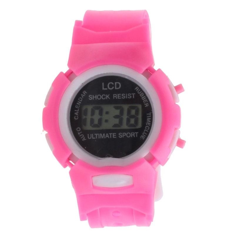 Boys Girls Students Time Electronic Digital LCD Wrist Sport Watch Pink - intl bán chạy
