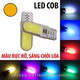 Cặp (02 bóng) đèn LED demi, xi nhan chân T10 8-12 chip COB (Vàng)