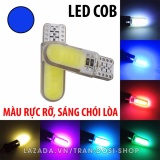 Cặp (02 bóng) đèn LED demi, xi nhan chân T10 8-12 chip COB (Xanh dương)