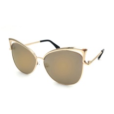 Giảm Giá Chic Metal Hollow out Cat Eye Sunglasses (Gold Frame Gold Lens) – intl   crystalawaking
