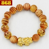 [HCM]Chuỗi tay gỗ Huyết rồng 15 ly charm Tỳ hưu A530