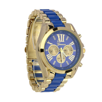 Classic Luxury Men Stainless Steel Quartz Analog Wrist Watch Fashion (Blue)  