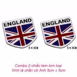 Combo 2 cái tem cờ Anh chữ ENGLAND dán trang trí ô tô, xe máy (5cmx5cm)(CB-Shop)