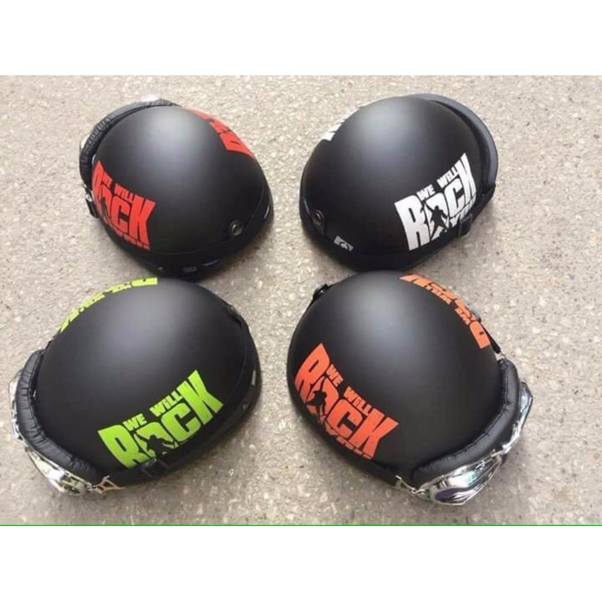 Mũ Bảo Hiểm Nửa Đầu Rock Màu Ngẫu Nhiên và Kính Phi Công