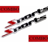 Combo 02 logo chữ Sports 3D kim loại trang trí xe hơi