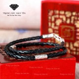 Dây chuyền bạc nam – dây chuyền nam đẹp – dây chuyền nam thời trang - vòng bạc nam đeo cổ – vòng cổ bạc nam – dây chuyền bạc nam dây da kết 4 đốt bạc chất liệu bạc ta cao cấp - thương hiệu bảo tín