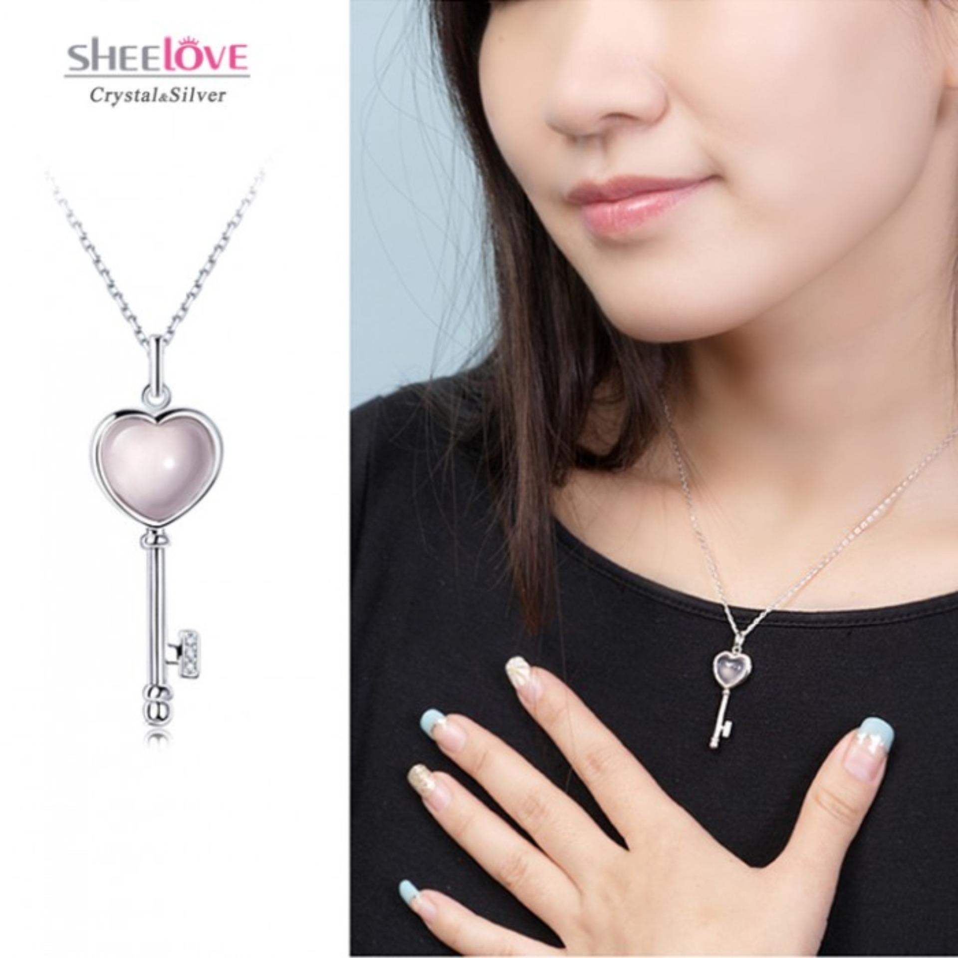 Dây chuyền bạc chìa khoá trái tim ước nguyện tình yêu Hàn Quốc SPN-F15
