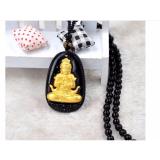 Dây chuyền mặt vàng Phật Như Lai đại nhật đá Obsidian Độ Mệnh Tuổi Mùi -Thân-DC52